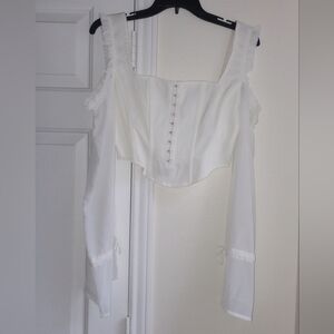 Fashion Nova Ivory Ruffled Top Corset Size S